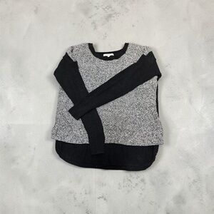 Madewell Two-Tone Black and Gray Crewneck Sweater